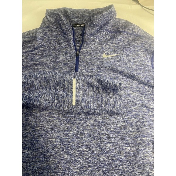 Women's Nike Dri-Fit 1/4 Blue Heathered Reflective Running Shirt-Size XL-Amazing - Picture 1 of 13